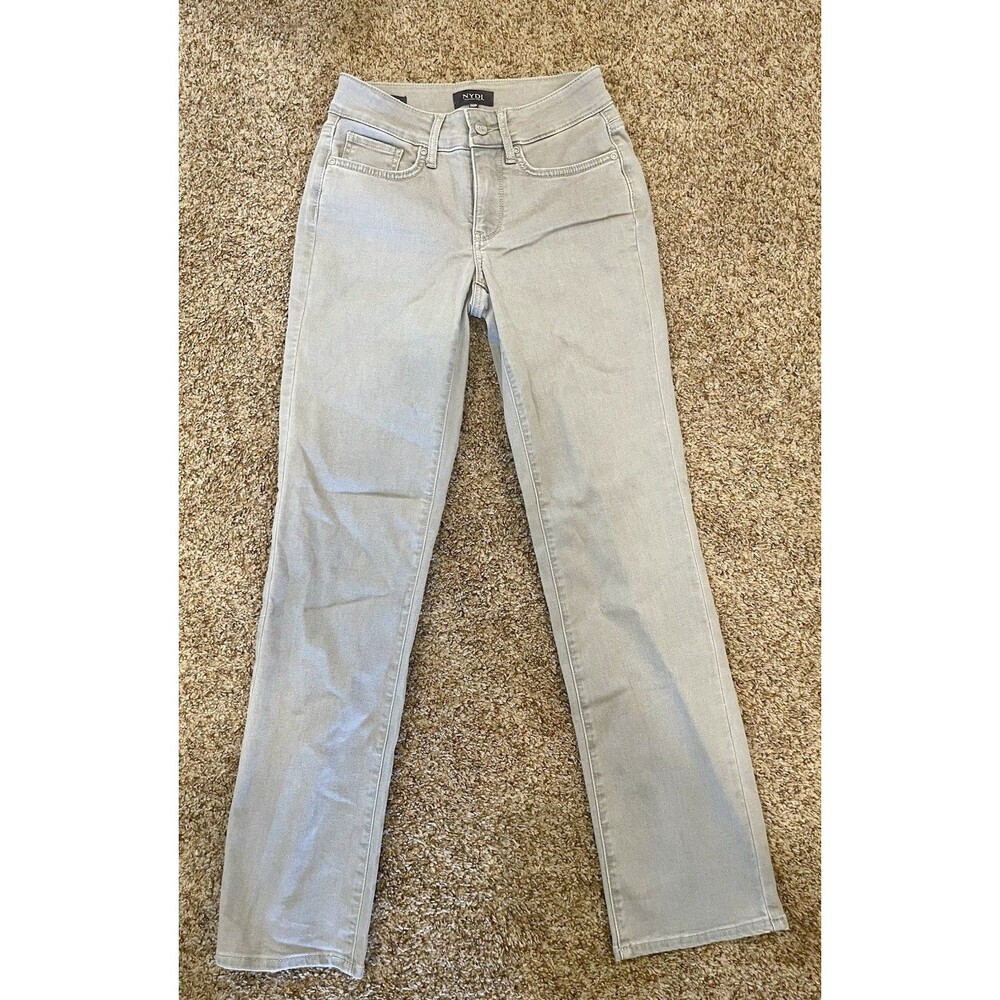 NYDJ Marilyn Straight Jeans Women's Size 00P Petite Gray Wash LiftXTuck #1031
